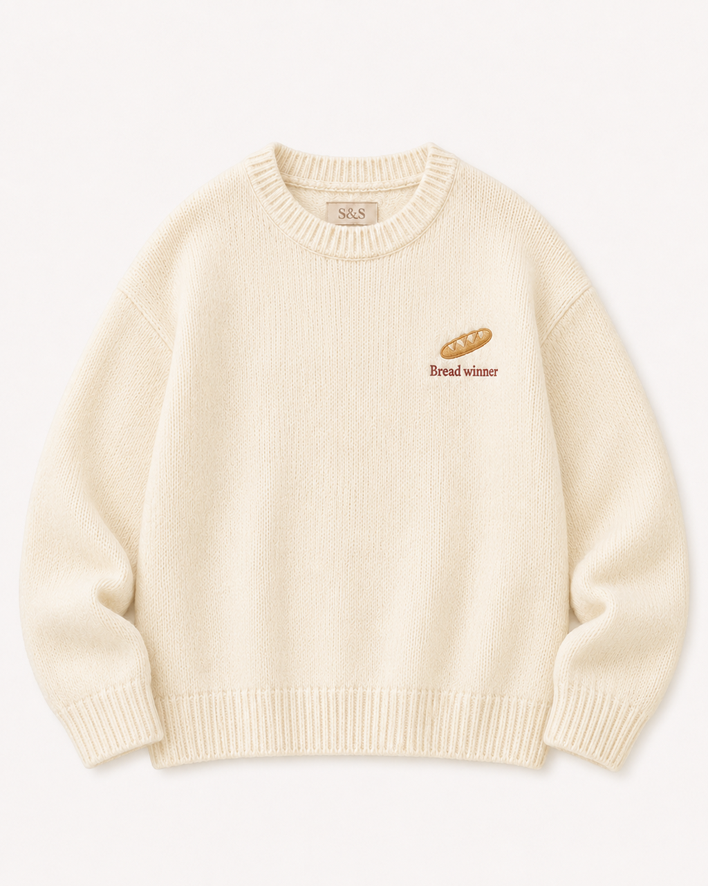 Sofia & Sterling Bread Winner cream solid knit jumper