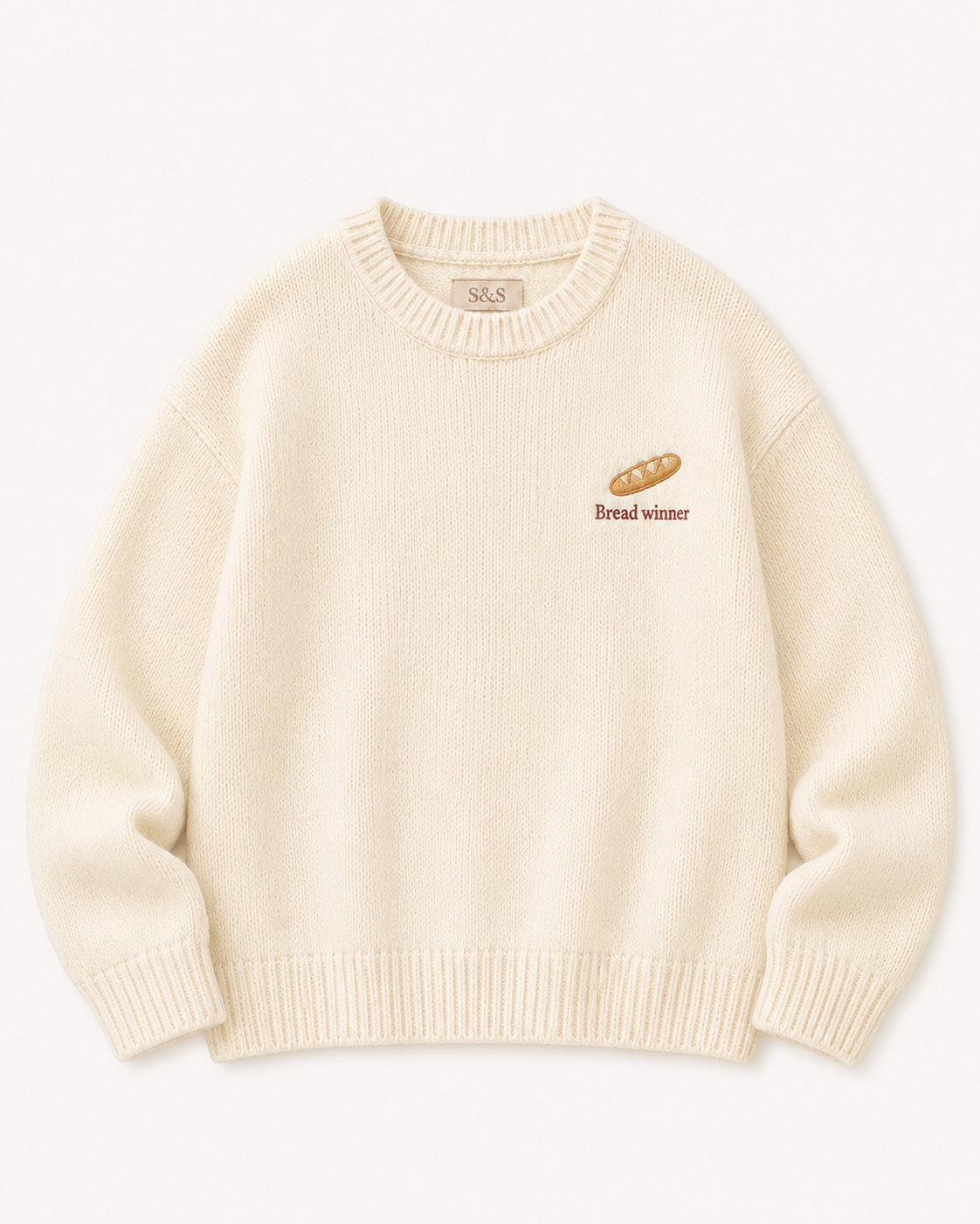 Sofia & Sterling Bread Winner cream solid knit jumper