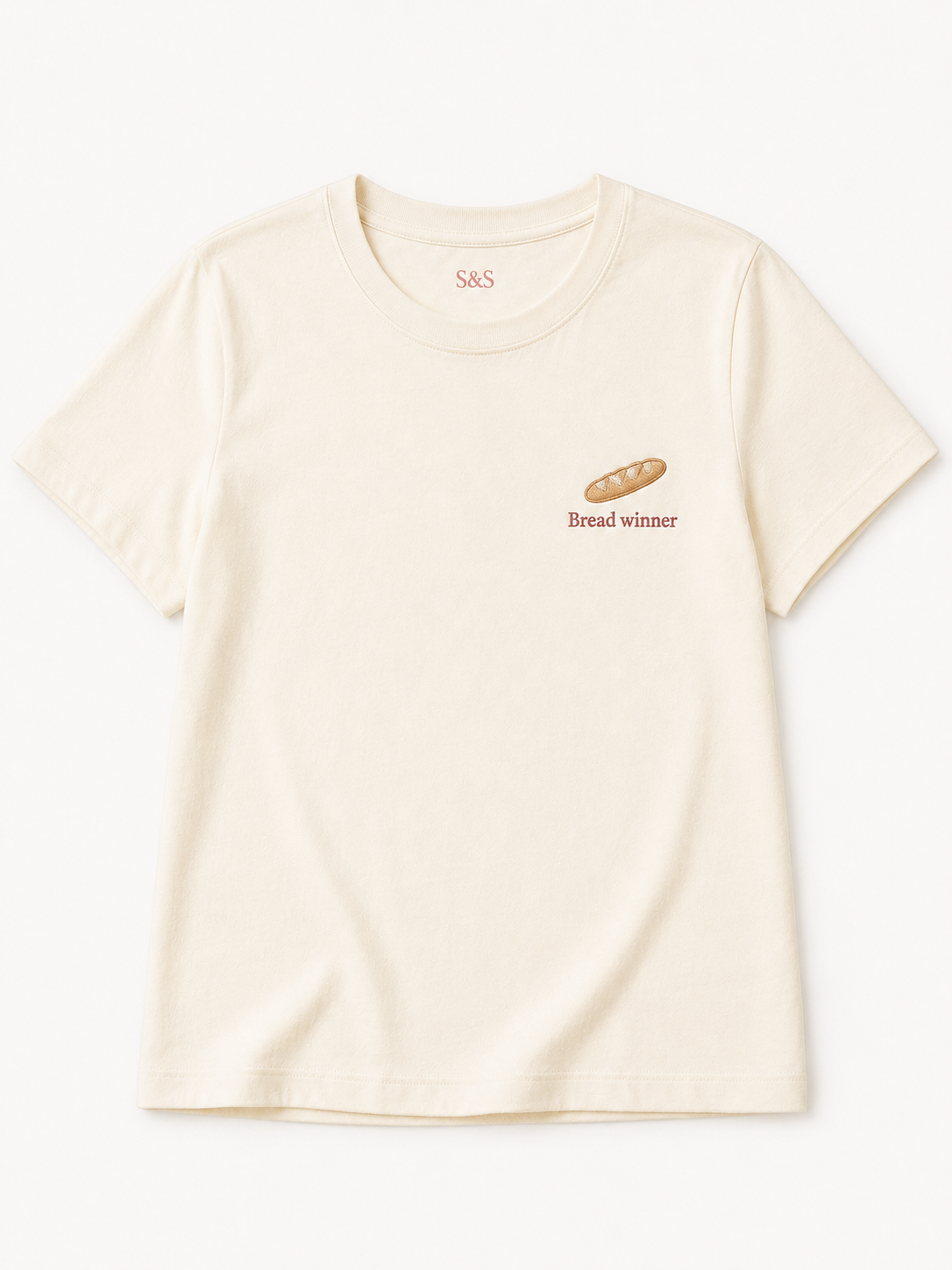 Sofia & Sterling Bread Winner cream embroidered T-shirt