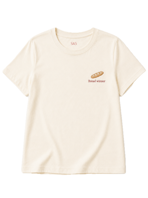 Cream Bread Winner embroidered T-shirt