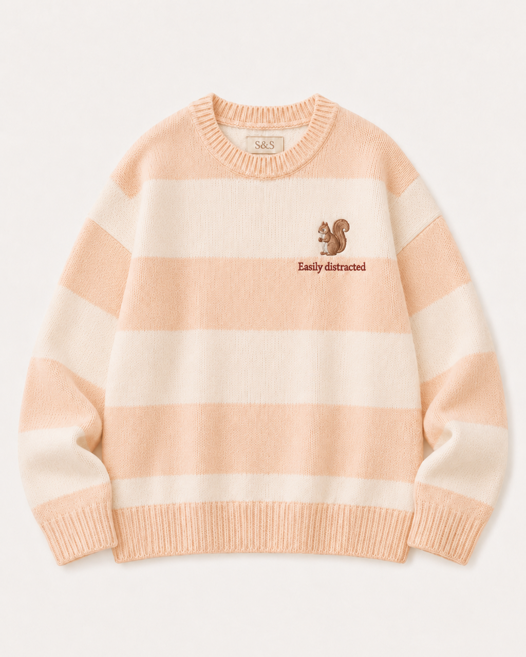 Sofia & Sterling Easily Distracted peach striped knit jumper