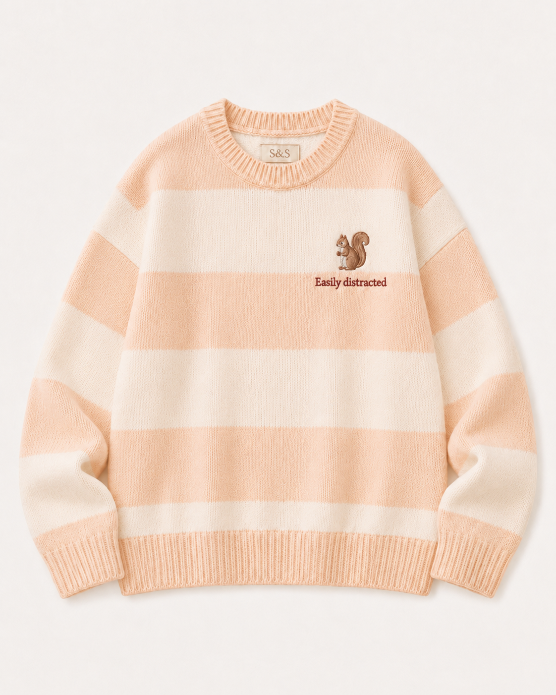 Sofia & Sterling Easily Distracted peach striped knit jumper