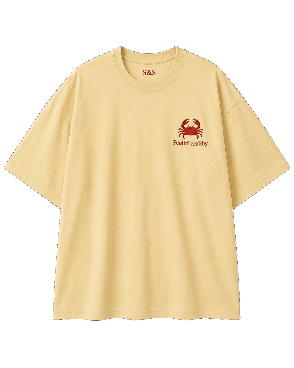 Feelin' Crabby pastel yellow oversized T-shirt