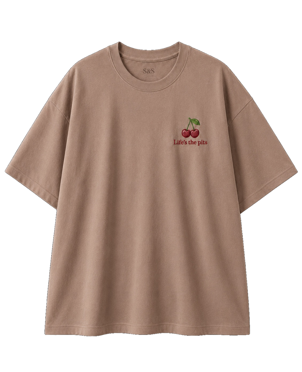 Life's the Pits taupe oversized T-shirt