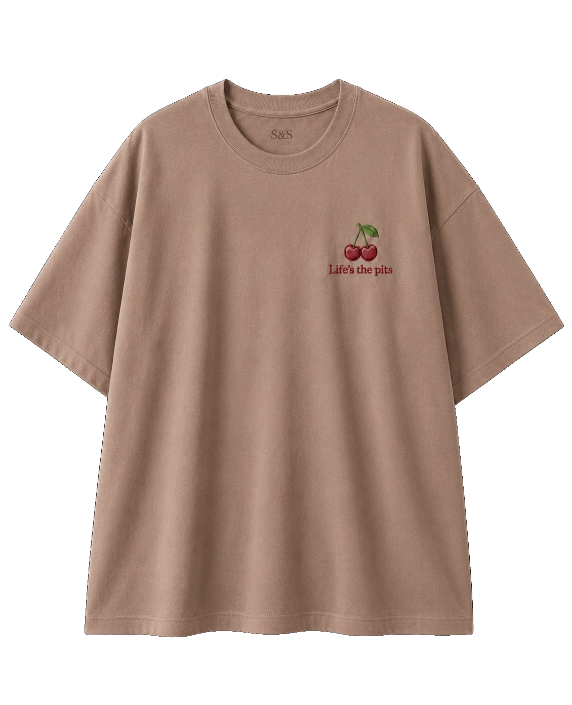 Life's the Pits taupe oversized T-shirt