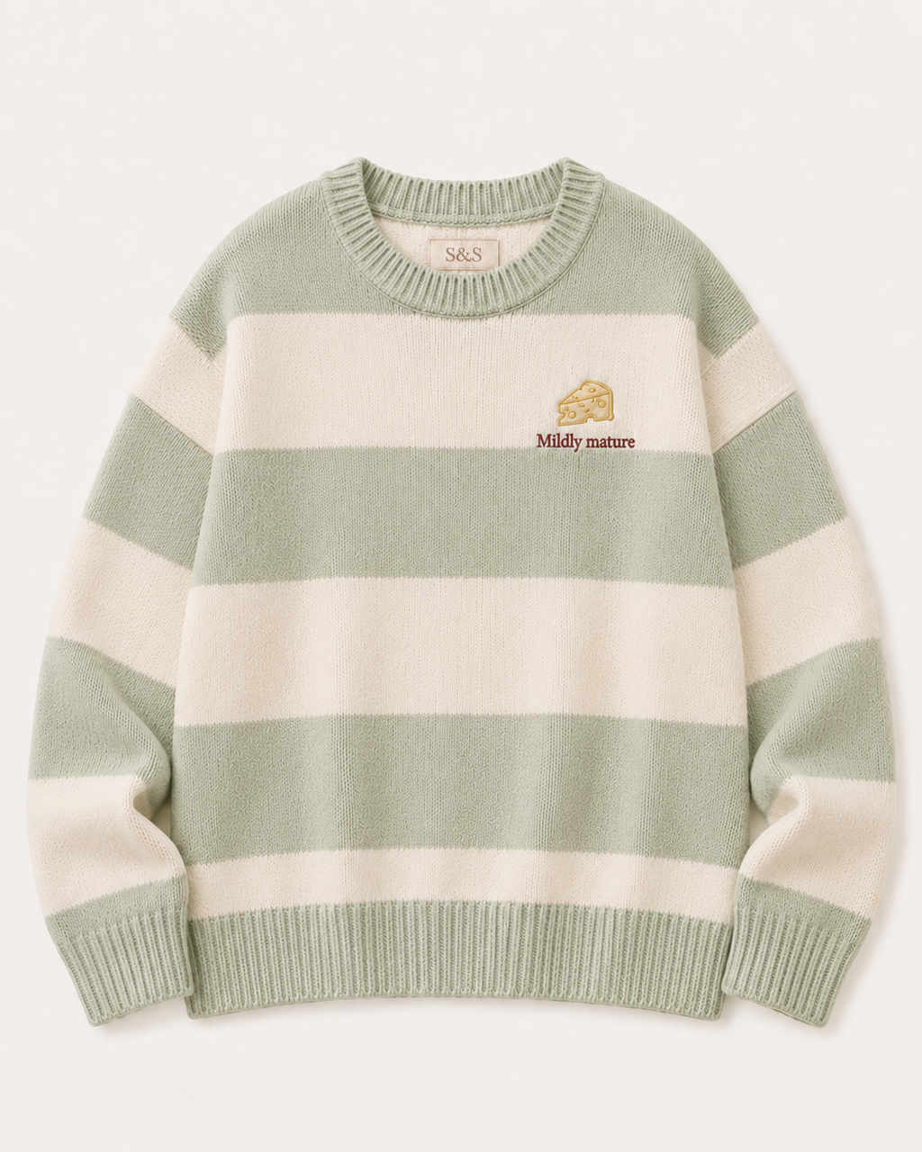 Sofia & Sterling Mildly Mature sage striped knit jumper