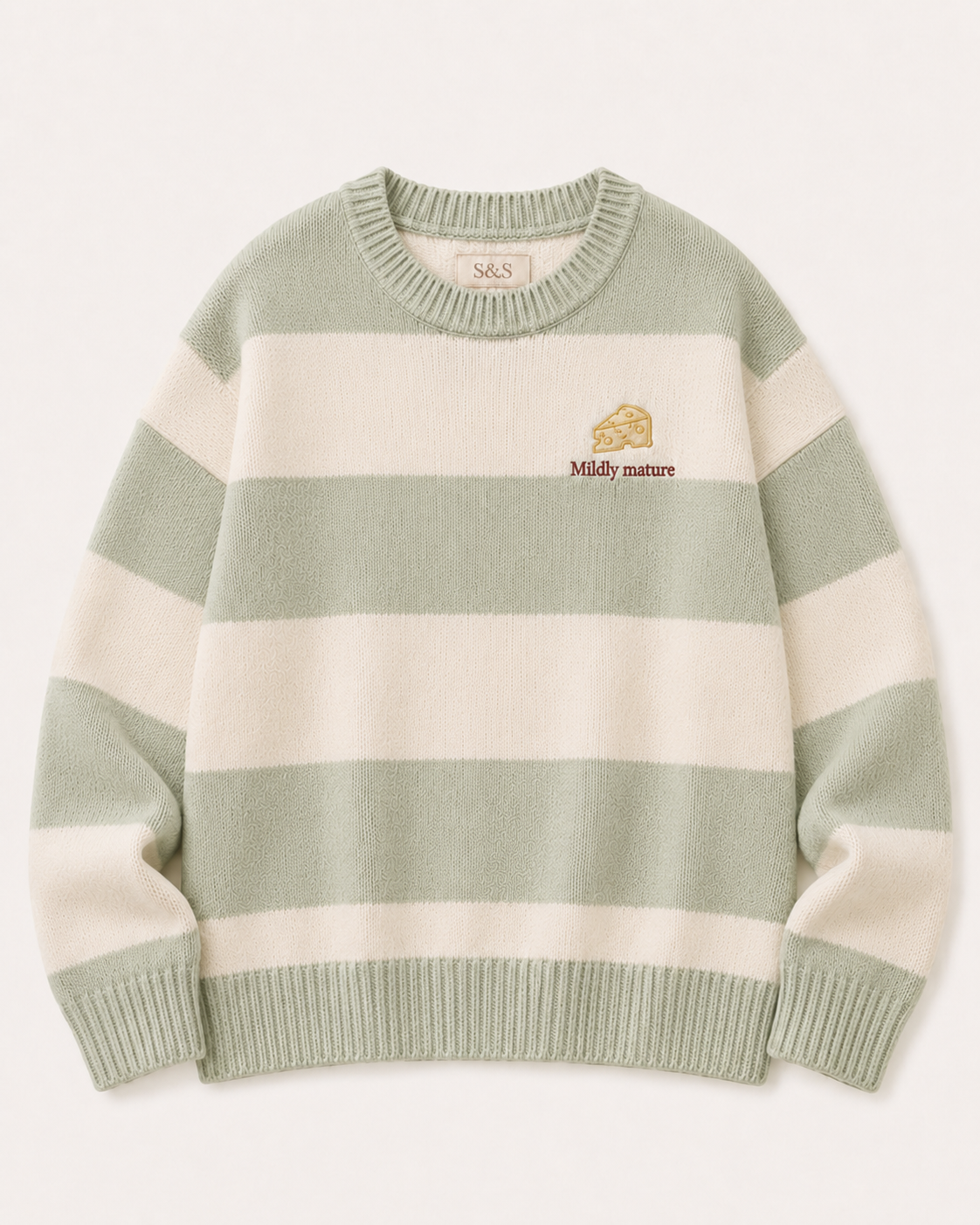 Sofia & Sterling Mildly Mature sage striped knit jumper