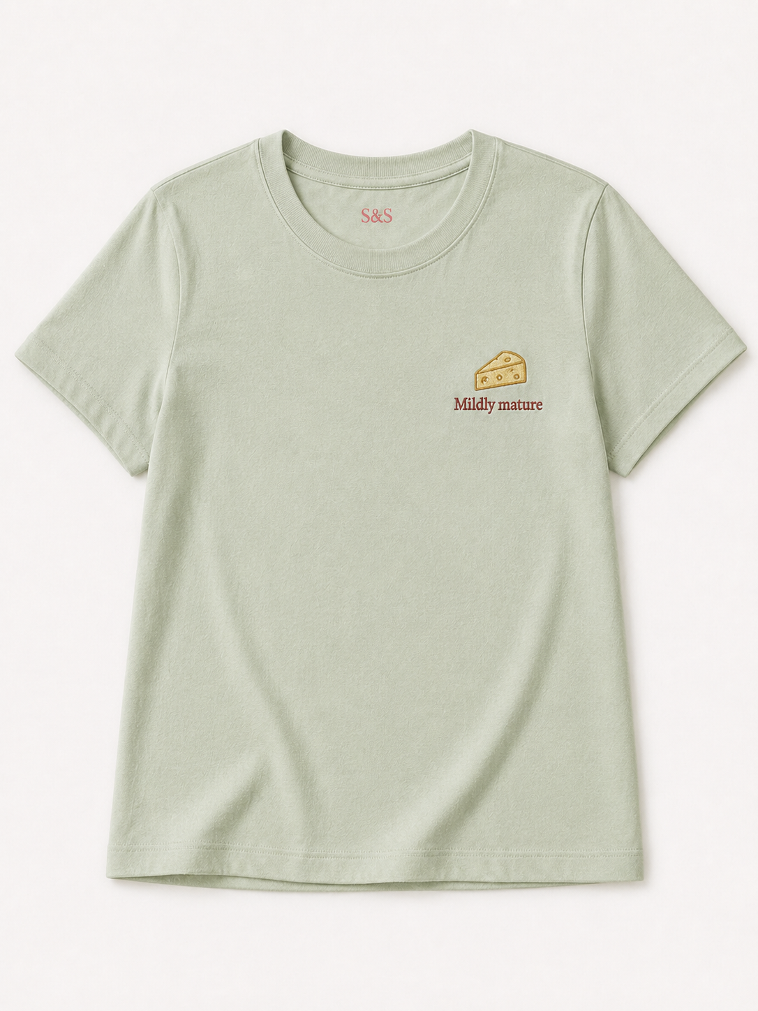 Sofia & Sterling Mildly Mature sage embroidered T-shirt