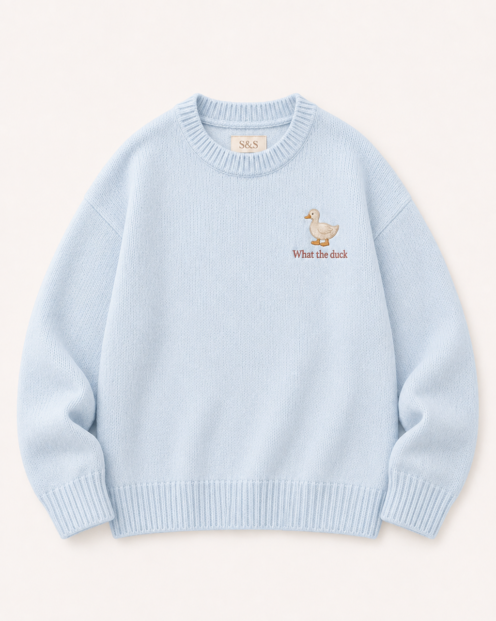 Sofia & Sterling What the Duck baby blue solid knit jumper
