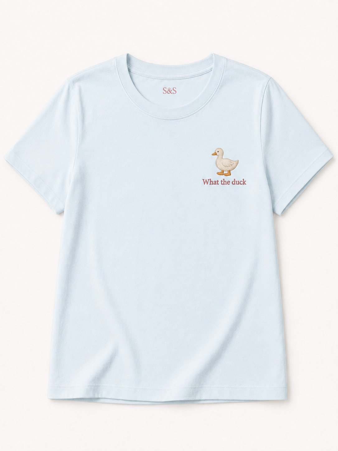 Sofia & Sterling What the Duck baby blue embroidered T-shirt